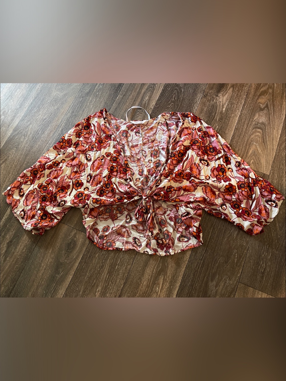 LC Lauren Conrad XL Pink Floral Tie-Front Boho Blouse – Good Condition